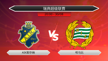 瑞典超级联赛 AIK索尔纳 VS 哈马比