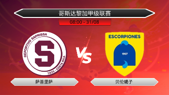 哥斯达黎加甲级联赛 萨普里萨 VS 贝伦蝎子